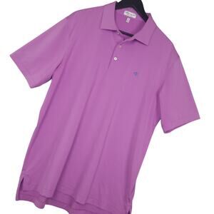 Peter Millar Summer Comfort Men's Short Sleeve Polo Shirt Large Striped Pink